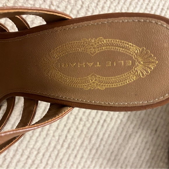 Elie Tahari brown leather espadrilles. - Picture 2 of 5